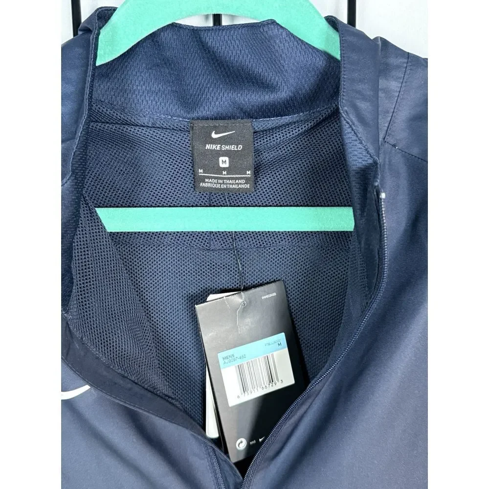 NWT Nike Shield Jacket Mens M‎ Blue Windbreaker Pullover Athleisure Activewear